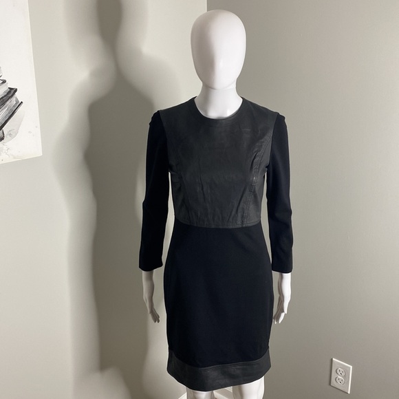 Robert Rodriquez Black Leather Trim Dress Size 6 - Picture 3 of 12